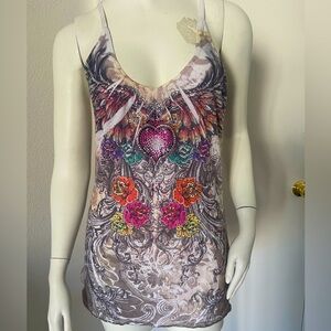 Pretty Fancy Colorful Graphic Embellished Rhinestones Bling Race-Back